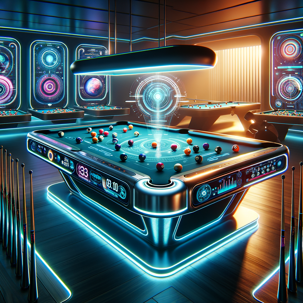 Cutting-edge modern billiards technology showcasing advanced tech-enhanced pool table and innovative billiards equipment, highlighting the latest technology updates and innovations in the evolution of the billiards game.